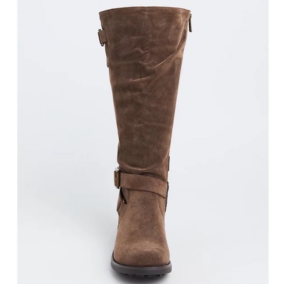 NWT TORRID WW/CALF Brown Oiled Suede Buckle Boot - Picture 2 of 16